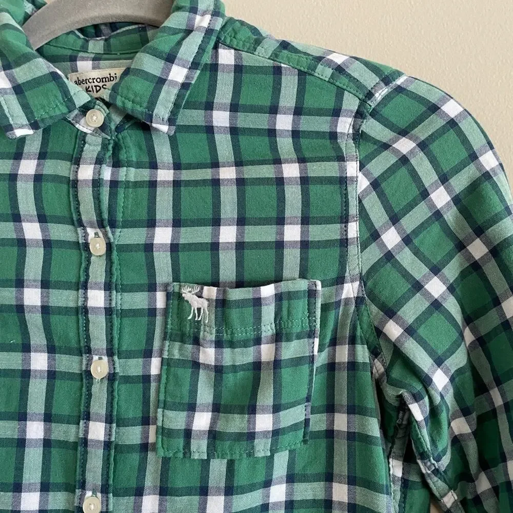 Abercrombie Kids Green Plaid Button Up